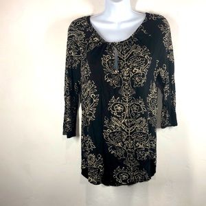 Lucky Brand Black and Tan blouse size small